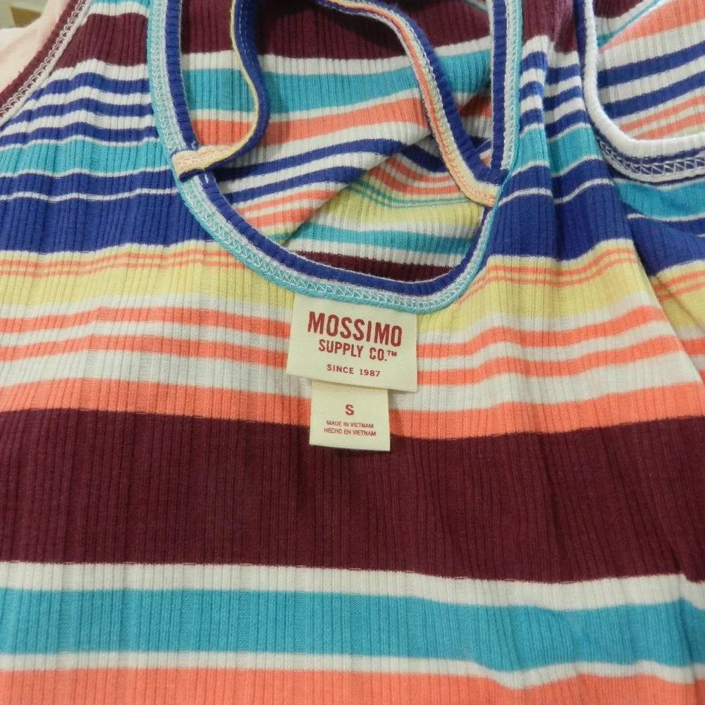 Serape stripe pattern rib knit adjustable strap racer back casual sundress - Picture 7 of 7